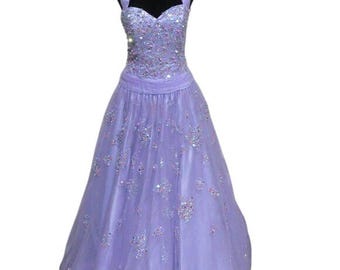 Lavender Formal Dress, Rhinestone Embellished (Size 4)