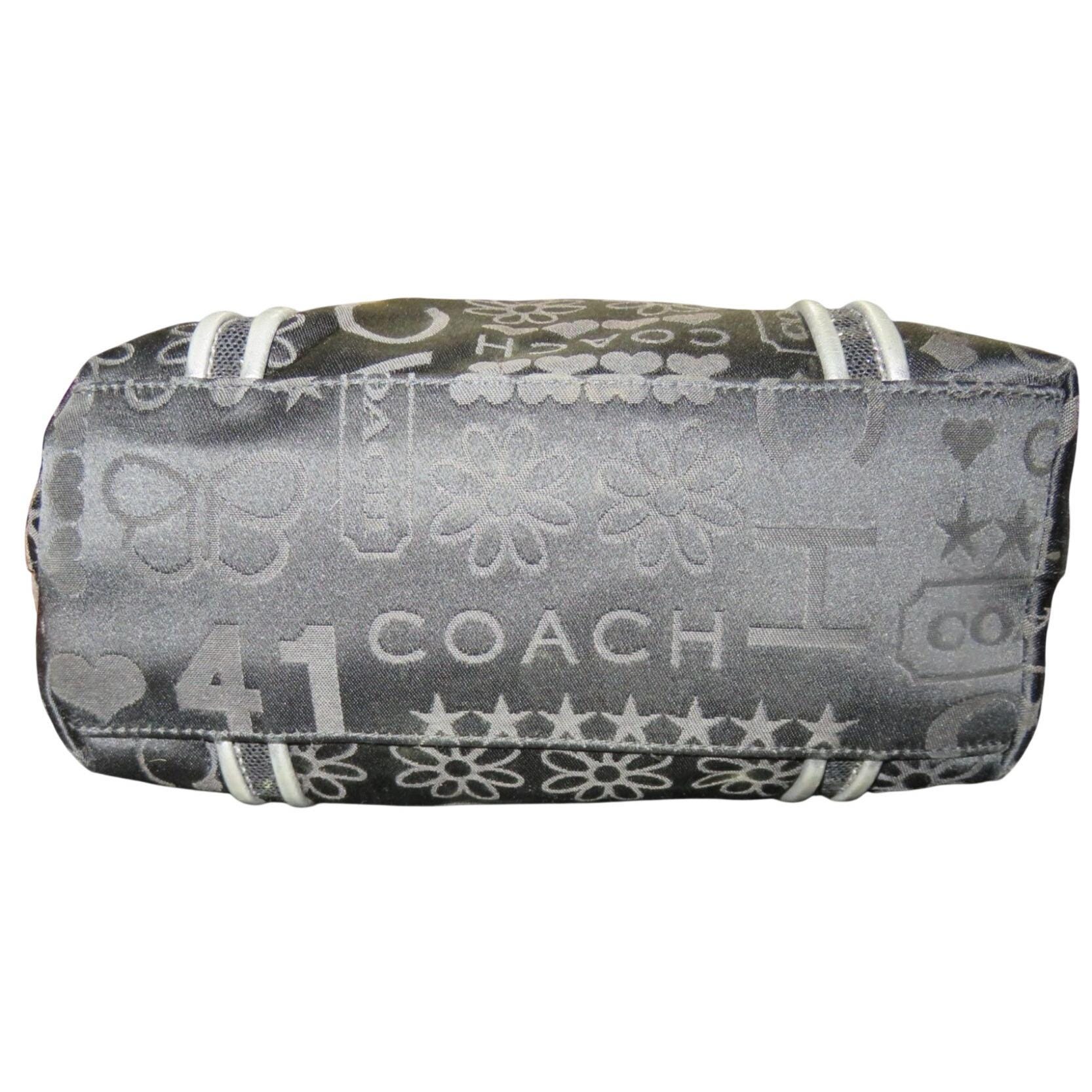 Coach Poppy Black & Silver Bandana Glitter Graffiti Butterfly