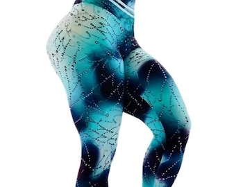 Leggings sportivi a vita alta con effetto sfumato geometrico, taglie forti 3X 4X 5X
