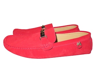 Royal Red Suede Leather Driving Loafers Moccasins size 46 or US 12 Red Driving Shoes - Etsy main image 3