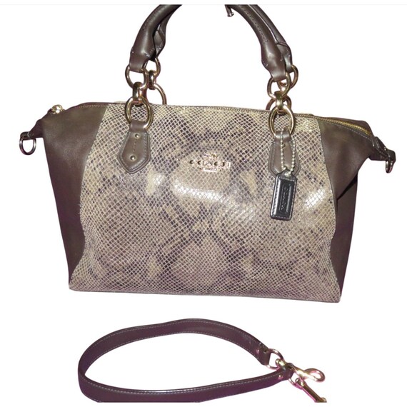 Coach Colette Brown Gray Exotic Python Graphite E… - image 1