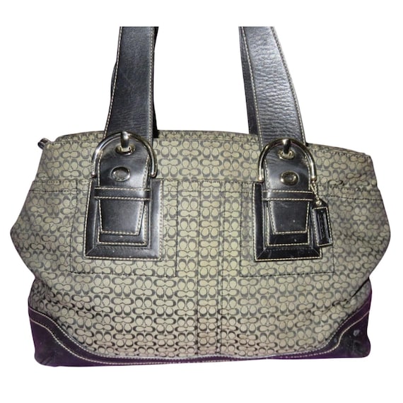 Coach Y2K Soho Black & Gray Jacquard Signature Satchel Tote Bag