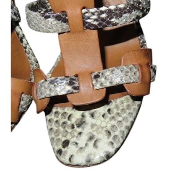 Pedro Garcia Python Embossed Leather Heels, Size … - image 3