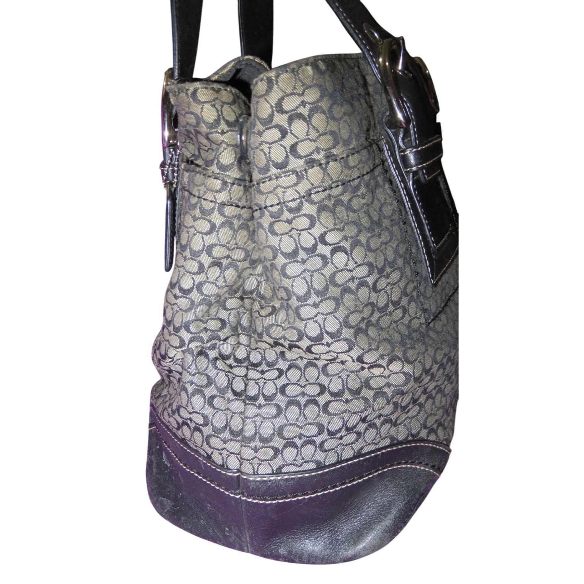 バッグ COACH Soho Signature Canvas Tote bag Y2K Coach Y2K Soho Black & Gray Jacquard Signature Satchel Tote Bag