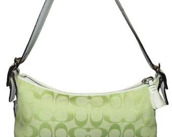 COACH 2005 Signature Baguette Hampton East West Semi Demi Hand Bag in Lime Green