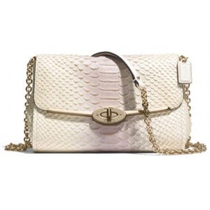 COACH Madison crèmekleurige lederen crossbody met python-reliëf en draaisluiting