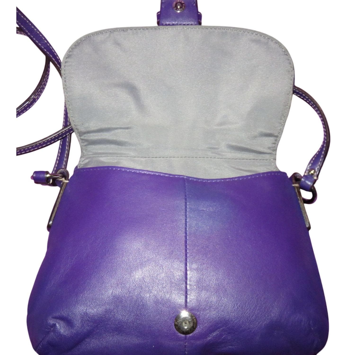 Coach Soho Purple Leather Buckle Flap Crossbody Handbag - Etsy