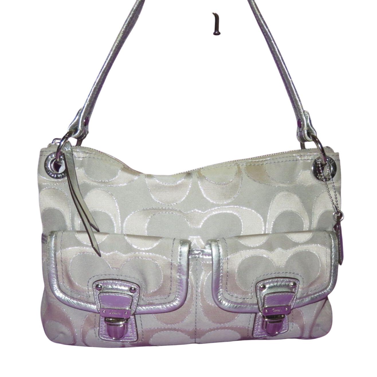 Coach Poppy Grey & Silver Metallic Signature Hippie Jacquard