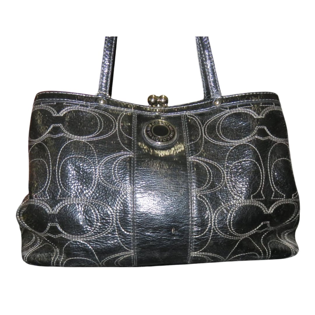 Coach Optic Signature Kisslock Party Bag Coach Black Signature C