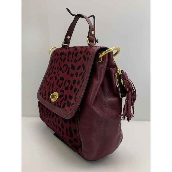 Coach Park Hair Calf Turn Lock Flap Satchel in Leopard