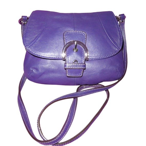 Coach Soho Purple Leather Buckle Flap Crossbody Handbag - Etsy Denmark