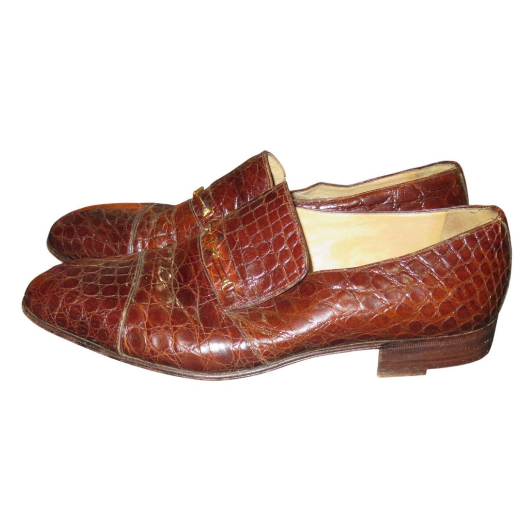 MORESCHI of Italy Genuine Croc Embossed Leather Oxford 
