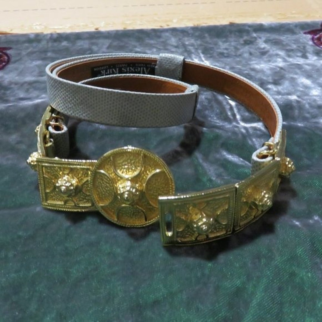Vintage Alexis Kirk Snakeskin Leather Embellished Belt - Etsy display picture 3