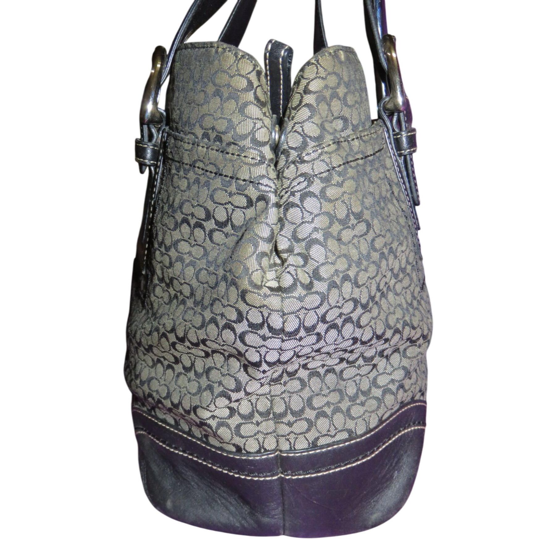 Coach Y2K Soho Black & Gray Jacquard Signature Satchel Tote Bag