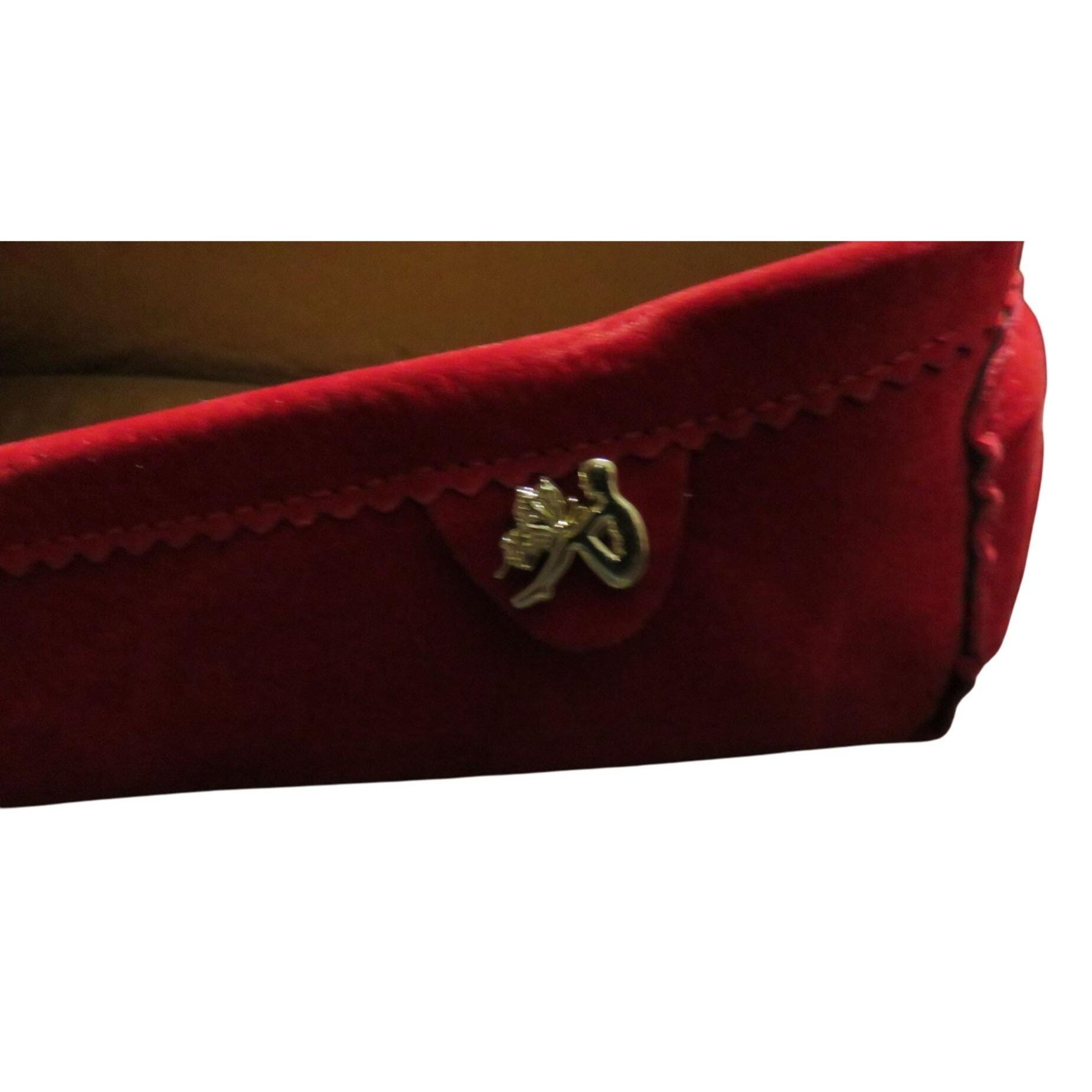 Royal Red Suede Leather Driving Loafers Moccasins Size 46 or  display picture 2