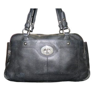 Coach Peyton Penelope Black Soft Pebbled Leather Turnlock Satchel Bag 16529 image 1