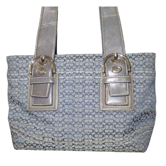 Coach Soho Blue & Grey Denim Canvas Signature C Jacquard