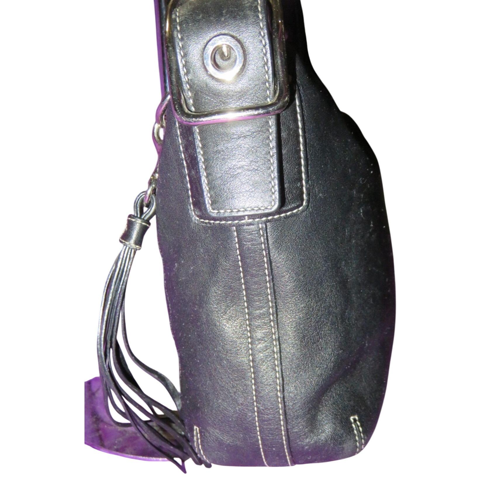 Coach Vintage Black Leather East West Legacy Tassel Hobo Shoulder 