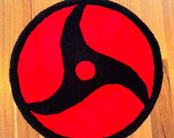 Itachi Sharingan Handmade Rug | Tufted Rug | Custom Rug | Naruto Rug