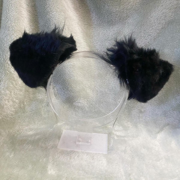 handmade black floppy puppy ears cosplay ears furry petplay animal ears faux fur ears costume ears pet play