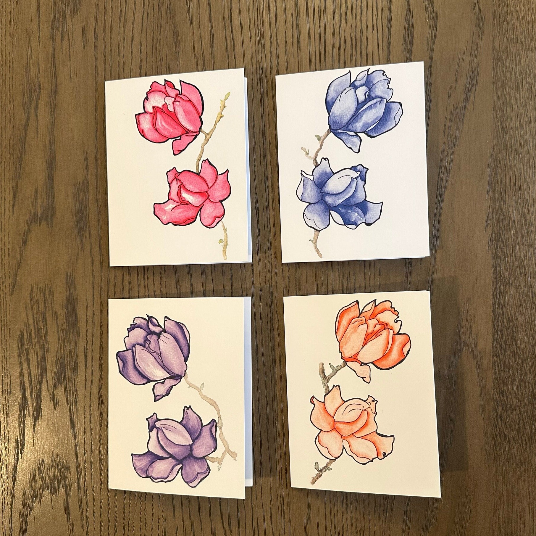 Magnolias in Color Note Card Set - Etsy