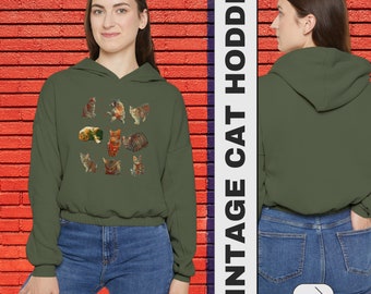 Vintage 90s Tattoo Cat sudadera con capucha, retro gatito naturaleza acogedora sudadera con capucha, regalo de los amantes de los gatos, gatos en el espacio sudadera con capucha de las mujeres relajadas, regalos divertidos