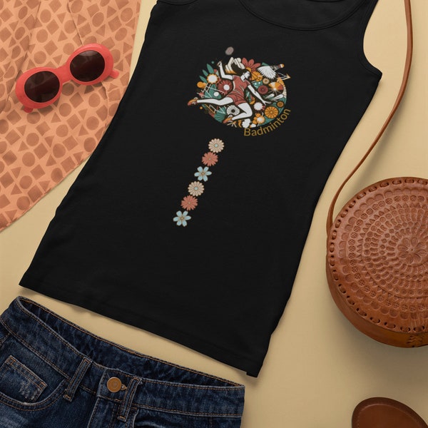 Badminton Wildflowers Player Tank Top, Cute Wildflowers Sports Tee, Badminton lover shirt, badminton player top, badminton woman player