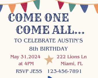 Circus Birthday Invitation