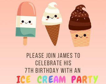 Ice Cream Party Invitation