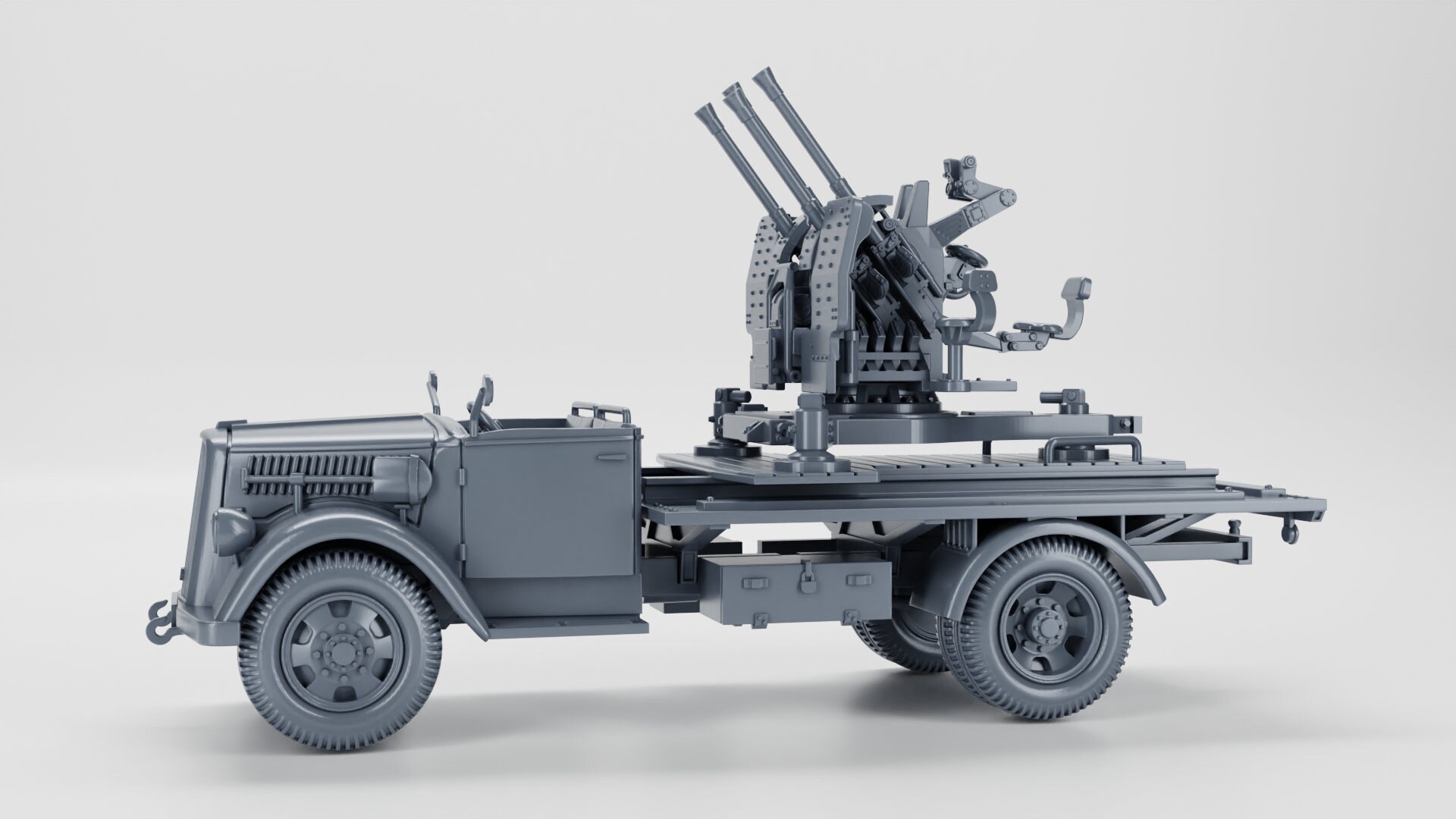 ドイツのオペル ブリッツ (20 mm Flakvierling 38 対空砲 + 砲手 1 名