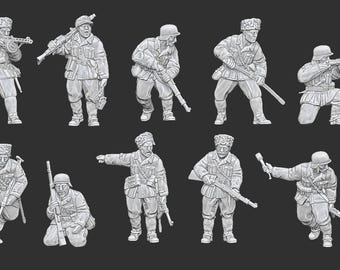 ドイツ軍の制服を着た下馬したコサック兵
