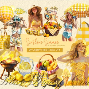 Sunshine Summer Planner Lover Clipart, Planner Clip Art, Planner Girl PNG Bundle, Summer Planning, Rustic, Commercial Use, Digital stickers