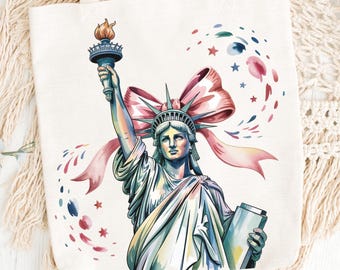 Coquette Frihetsgudinnan Png, Akvarell 4 juli Sublimering DTF, Patriotiskt Amerika Png, Amerika Tryck, Flickaktigt Fjärde Juli, Rosa Rosett Design