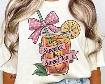 Coquette Sweeter Than Sweet Tea Png, Watercolor Summer Png Sublimation Print, Summer Vacation Png, Girly Png, Pink Bow Png, Lemon Iced Tea