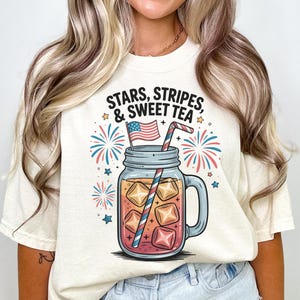 Stars Stripes & Sweet Tea Png, 4th July Summer Sublimation DTF, Patriotic America Png, Liberty Png, American Flag Png, Southern Fourth July