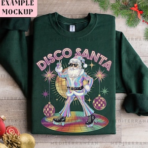Distressed Disco Santa PNG, Sparkling Glitter Santa Claus Digital Download, Iridescent Christmas Sublimation, Groovy Christmas Clipart, DTF