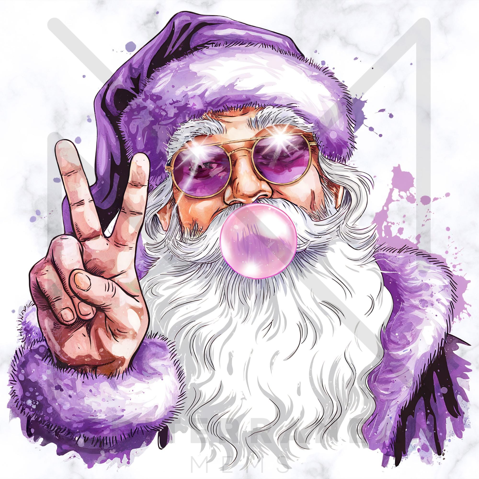santa dressed in purple Purple Santas
