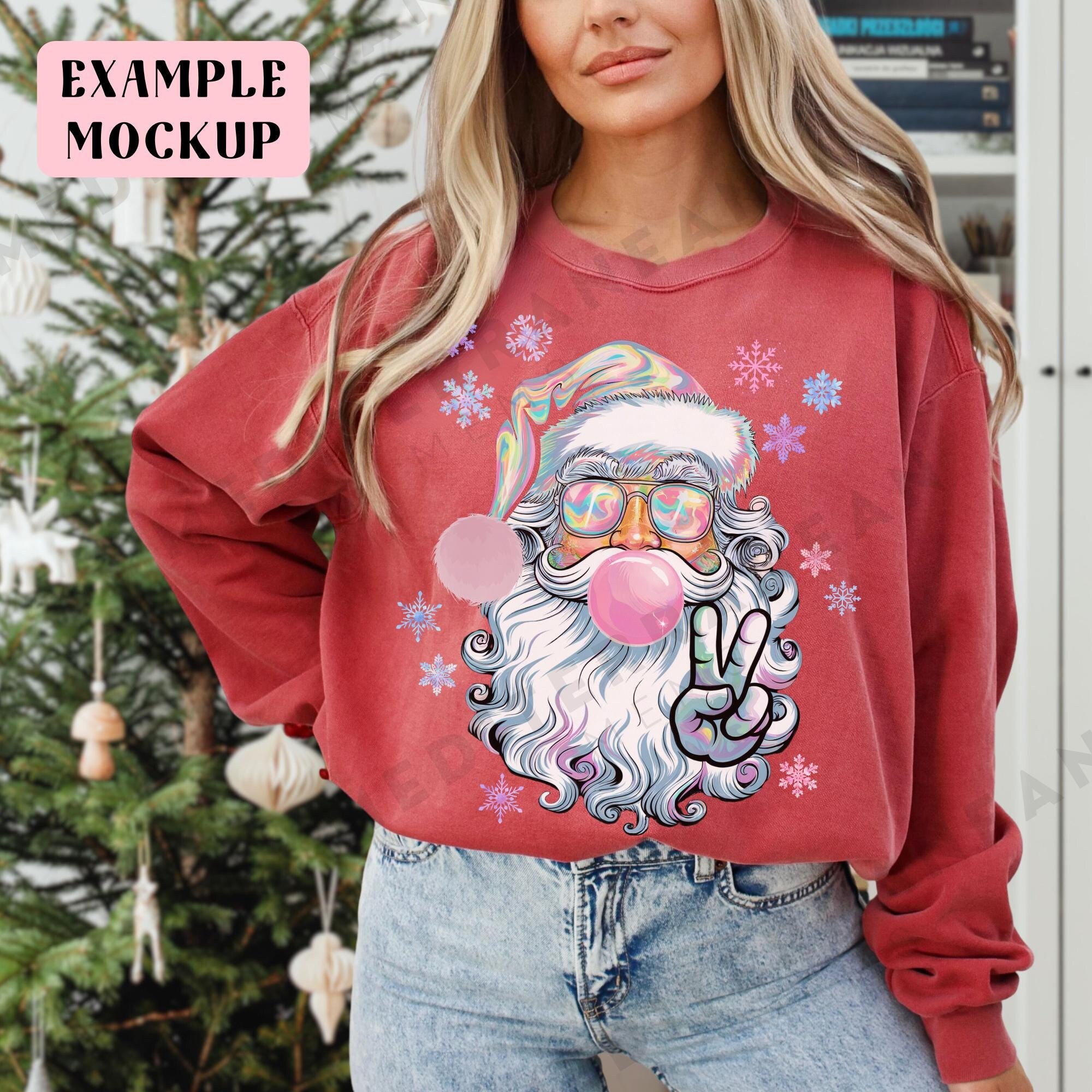 虹色に輝くサンタのバブルガムPNG、キラキラ輝くサンタクロースの