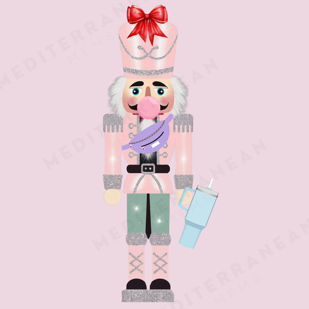 Preppy Nutcracker PNG, Pastel Glitter Nutcracker Design, Boujee Xmas ...