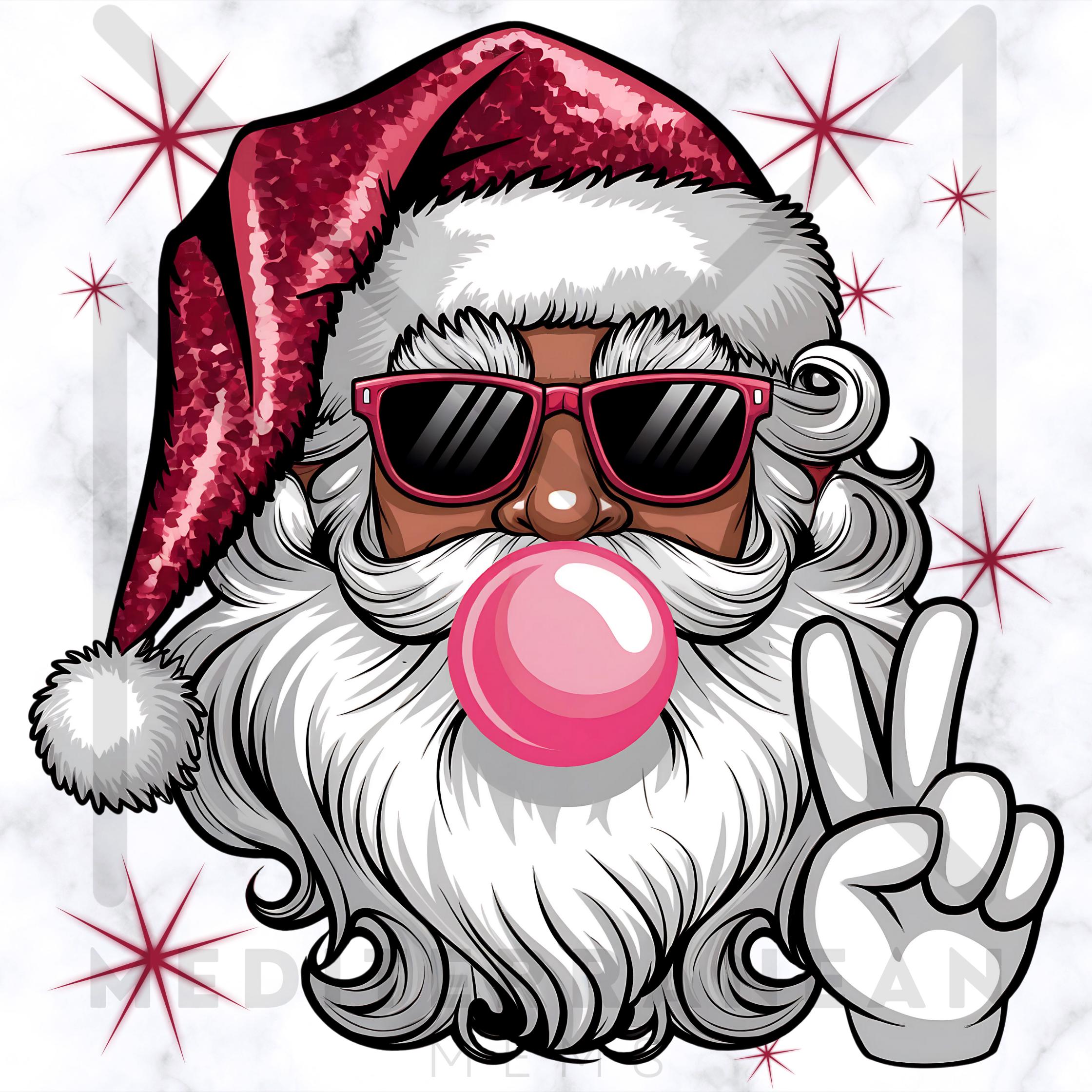 12種類のブラックサンタPNGバンドル、ブラッククリスマスデジタル