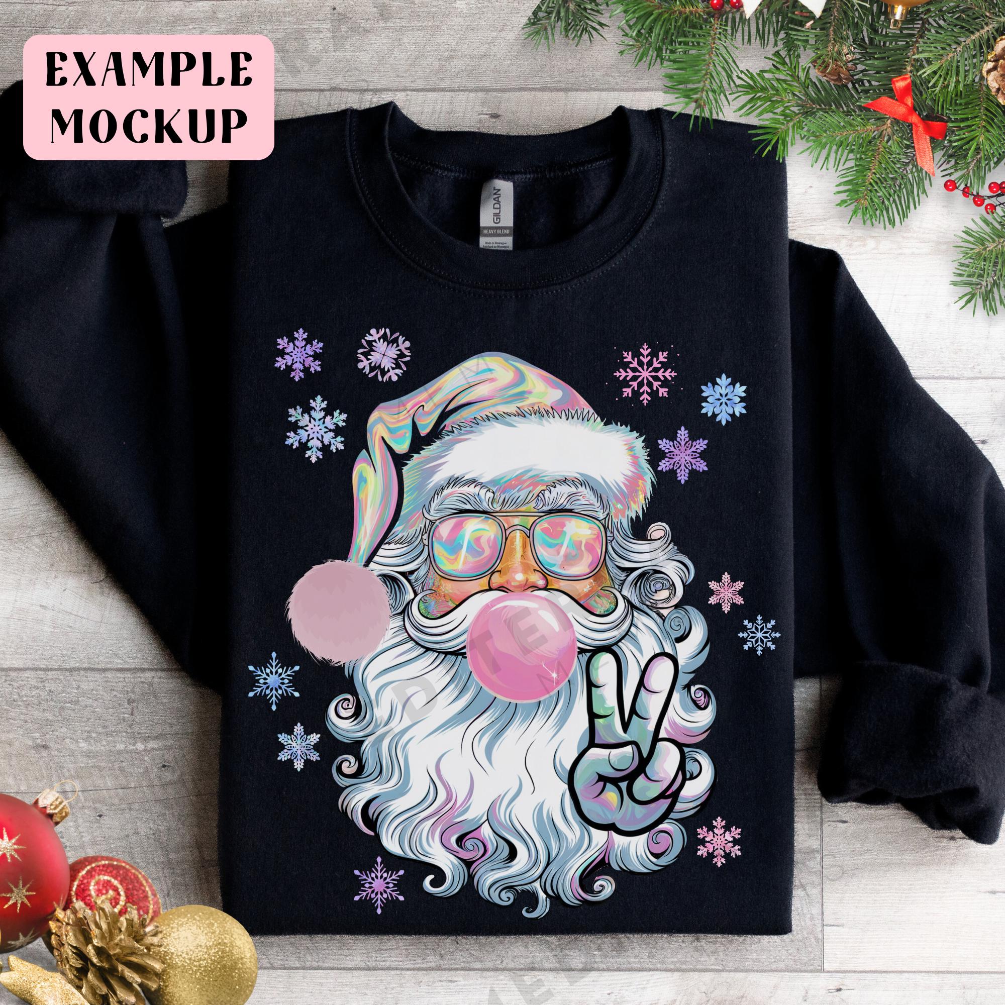 虹色に輝くサンタのバブルガムPNG、キラキラ輝くサンタクロースの