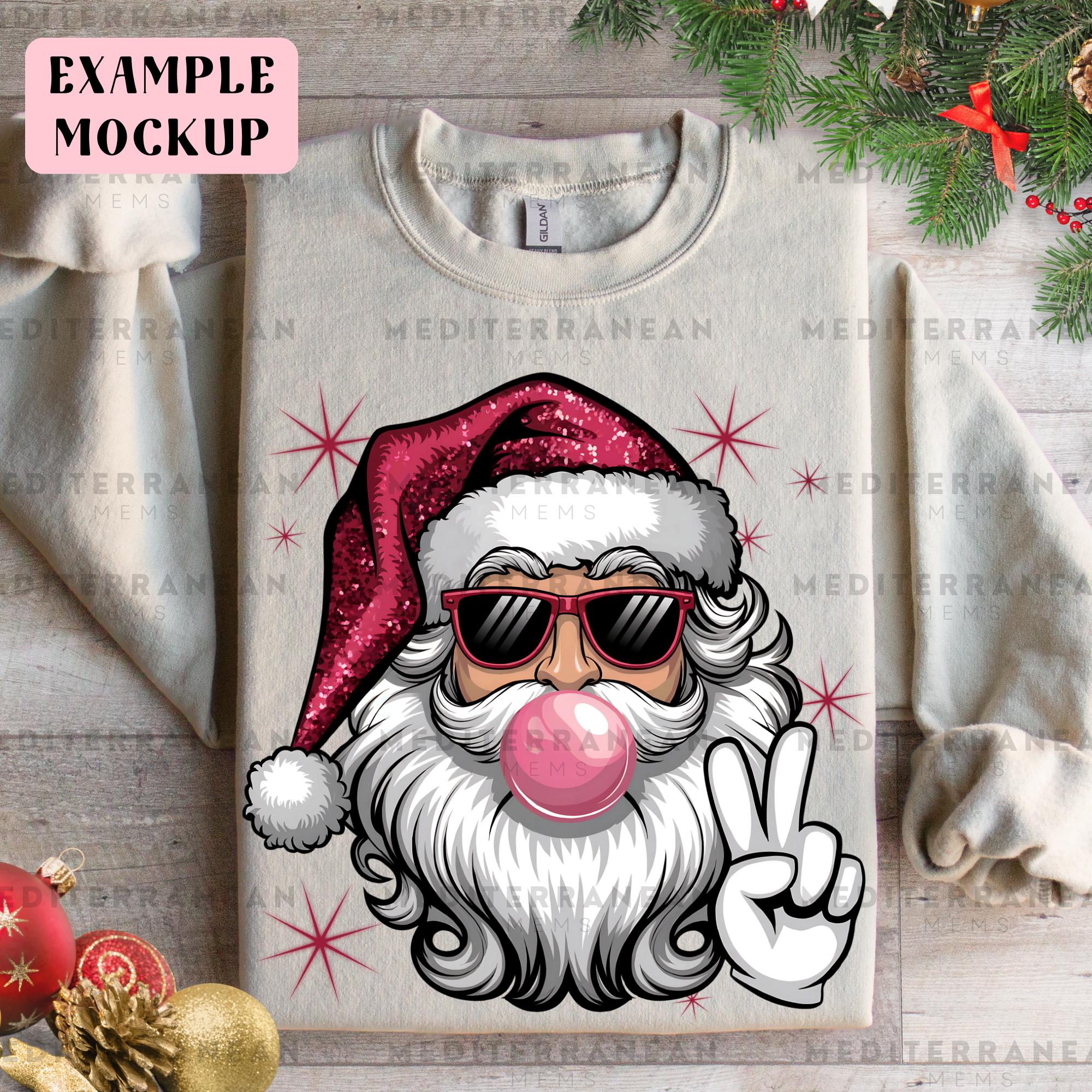 Red Sequin Santa Bubble Gum PNG, Sparkling Santa Claus Digital