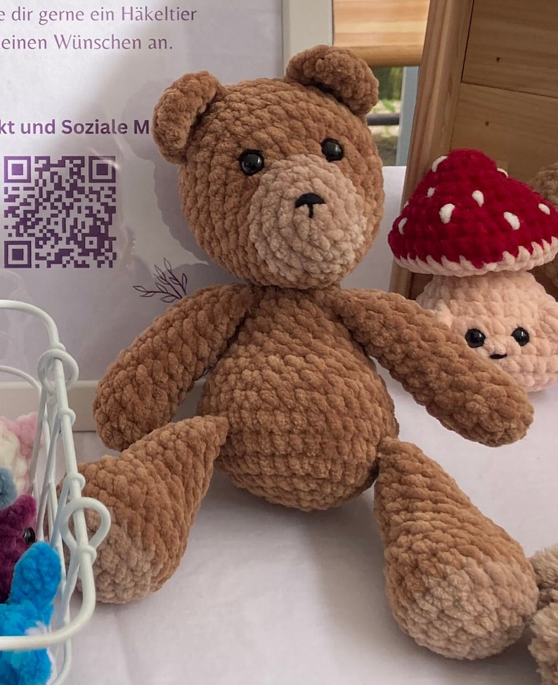 Gehäkelter Teddy Amigurumi l Handgemachtes Kuscheltier Teddybär l Teddy Plüschtier ideal als Geschenk l Stofftier Kuscheltier Braun