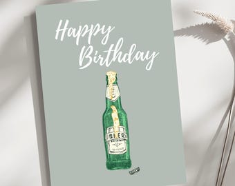 Birthday card beer | Birthday card cheers | Greeting card beer bottle design | Happy Birthday | Celebration | Congratulations | Card with envelope