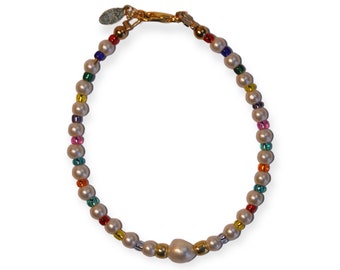 Bracelet multicolore avec perle d'eau douce