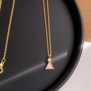 Double Layer Triangle Opal and Chevron Pendant Necklace