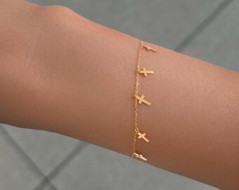 Charm Bracelet Solid 925 Silver 14k Gold Bracelet