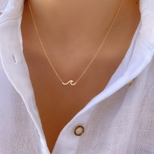 Wave Necklace 18K Gold Dipped Ocean Wave Cubic Zirconia CZ Stone Pave Necklace Silver Rose Gold Beach Wave Wavy Crystals Cubic CZ Necklace