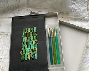 Oak Woven Top Journal Cover and Pens
