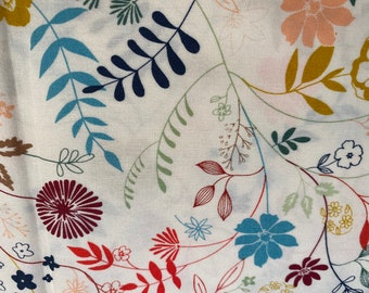 Wild and Free cotton fabric multi-color flowers